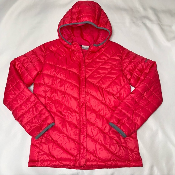 Columbia Kids Red Puffer Jacket size XL hooded zipper coat - Picture 1 of 10
